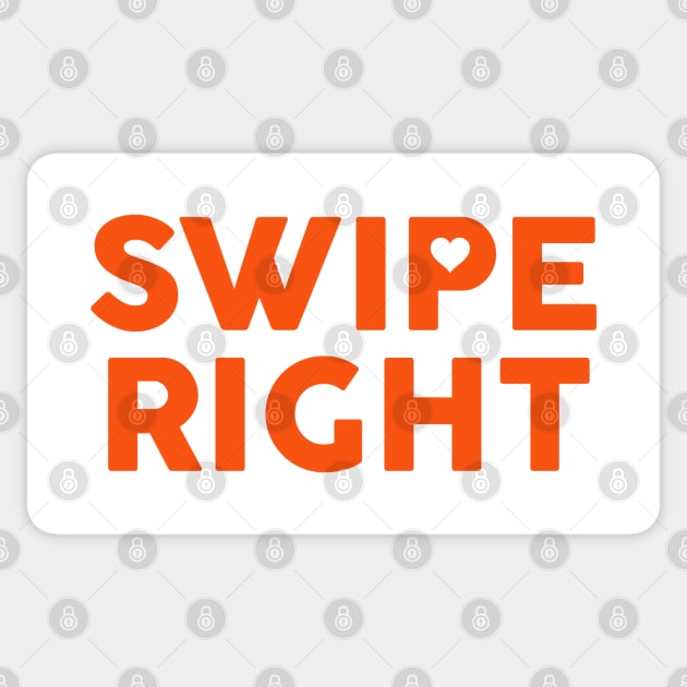 Swipe Right: Funny Orange Dating Typography Design Sticker by The Whiskey Ginger